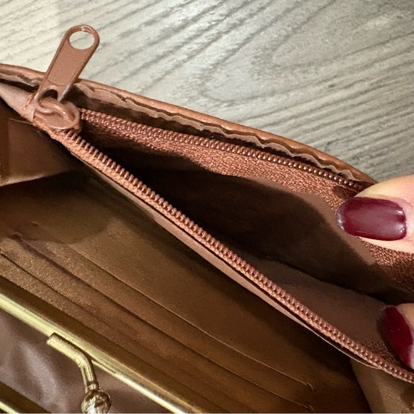 Vtg Stefano Brown Gold Tone Leather Crossbody Handbag 80s 90s Classic Long Strap - Picture 6 of 9